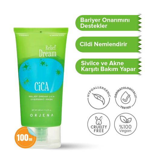 Orjena Relief Dream Cica Overnight Mask- Vegan Nemlendirici Uyku Maskesi-100ml