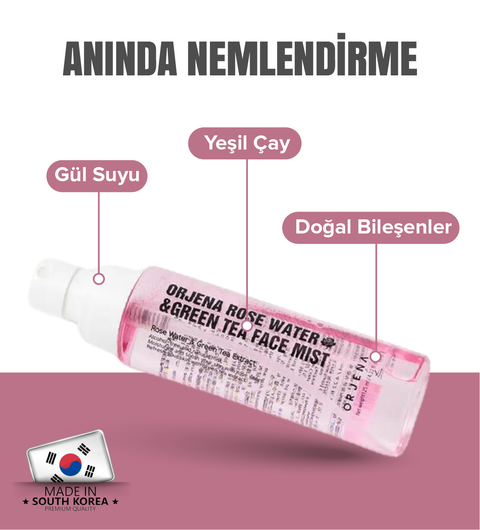 Orjena Rose Water& Green Tea Face Mist-Yeşil Çay&Gül Nemlendirici Yüz Spreyi-125ml