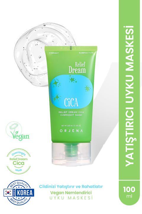 Orjena Relief Dream Cica Overnight Mask- Vegan Nemlendirici Uyku Maskesi-100ml