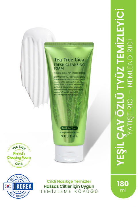 Orjena Tea Tree Cica Fresh Cleansing Foam -Çay Ağacı Yatıştırıcı ve Nemlendirici Temizleme Köpüğü- 180ml
