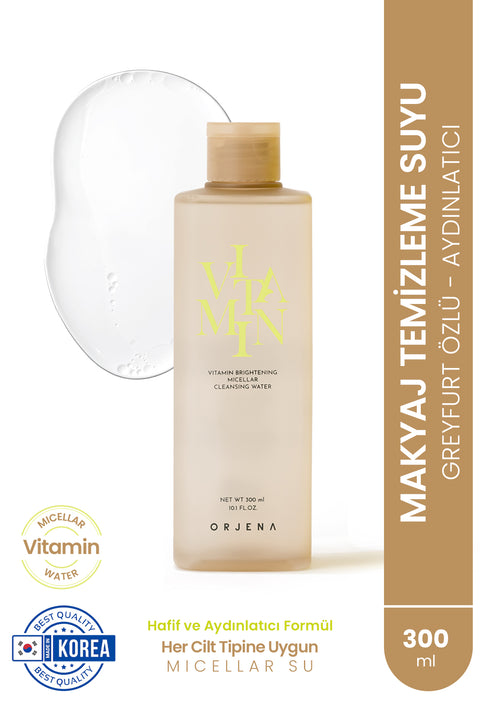 Orjena Vitamin Brightening Micellar Cleansing Water- Aydınlatıcı Makyaj Temizleme Suyu- 300ml