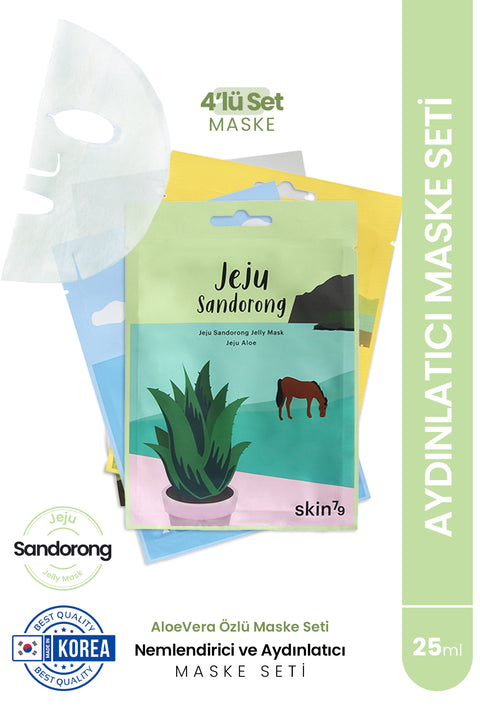 Skin79 Jeju Sandorong Jelly Mask-4'lü Nemlendirici ve Aydınlatıcı Maske Seti