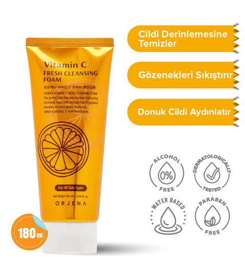 Orjena Vitamin C Facial Mild Cleansing Foam - Vitamin C Temizleme Köpüğü-180ml