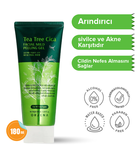 Orjena Tea Tree Cica Facial Mild Peeling Gel -Çay Ağacı Yatıştırıcı ve Nemlendirici Peeling Gel- 180ml