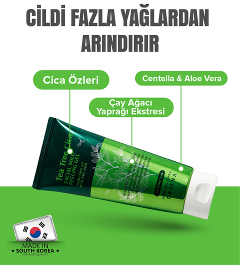 Orjena Tea Tree Cica Facial Mild Peeling Gel -Çay Ağacı Yatıştırıcı ve Nemlendirici Peeling Gel- 180ml