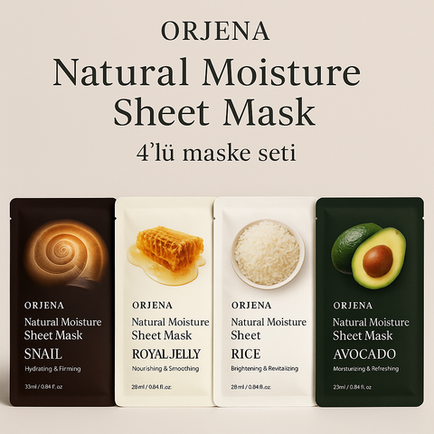 Orjena  Natural Moisture Sheet Mask - Tüm Ciltlere Uygun Cilt Bakım Kağıt Maske Seti  4'lü